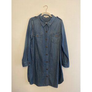 Turo By Vince Camuto Blue Long Sleeve Denim Shirt Dress Size L